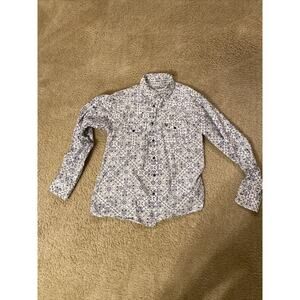 Cowboy Hardware Western Shirt Mens Medium Blue & White Floral Pearl Snap LS/BD